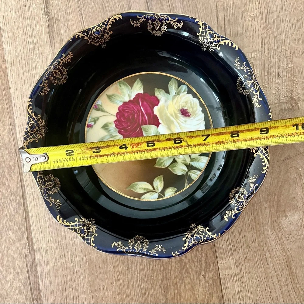 Antique 1891-1906 R.C. Mark, Rosenthal Madeleine Bowl, Cobalt Blue Gold, Rose 9”
